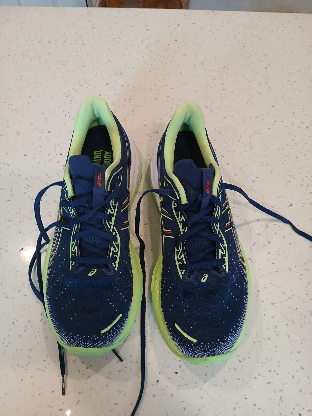 ASICS Navy and Neon Green Men's Running Sneakers